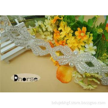 Large Stock Iron on Crystal Rhinestone Beaded Trim For Wedd